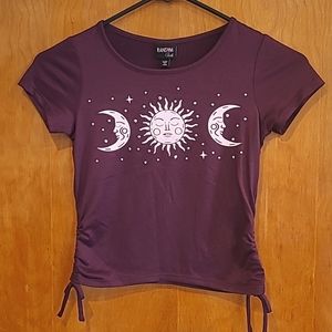 RANSOM GIRL Sun&Moon Burgundy Tee Youth S(7/8)